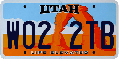 UT license plate W022TB