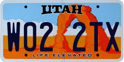 UT license plate W022TX