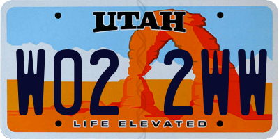 UT license plate W022WW
