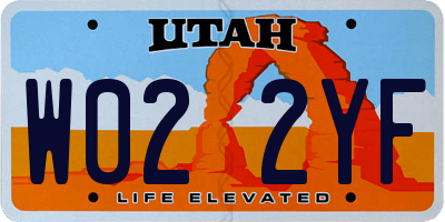 UT license plate W022YF