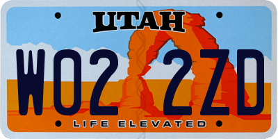 UT license plate W022ZD