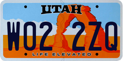 UT license plate W022ZQ