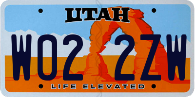UT license plate W022ZW
