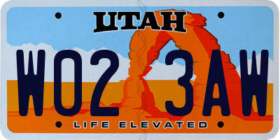 UT license plate W023AW