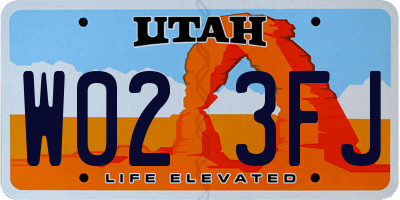 UT license plate W023FJ