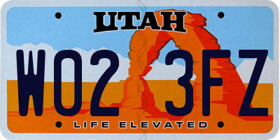 UT license plate W023FZ