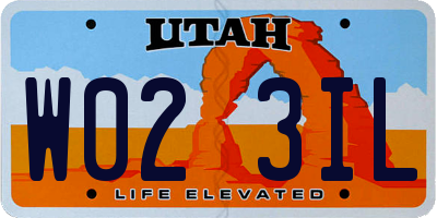 UT license plate W023IL