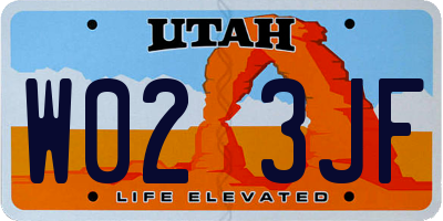 UT license plate W023JF