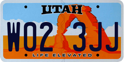 UT license plate W023JJ