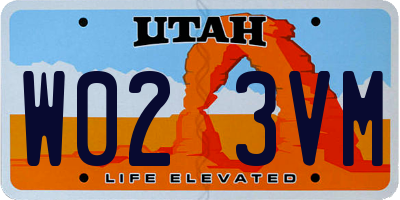 UT license plate W023VM