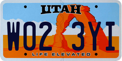 UT license plate W023YI