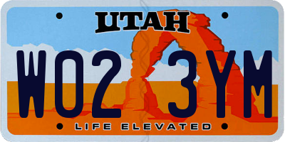 UT license plate W023YM