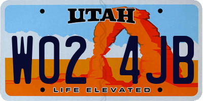 UT license plate W024JB