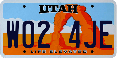 UT license plate W024JE