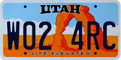 UT license plate W024RC