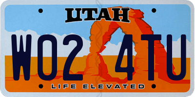 UT license plate W024TU