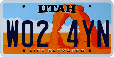 UT license plate W024YN