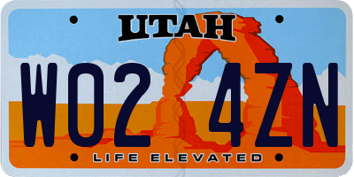 UT license plate W024ZN