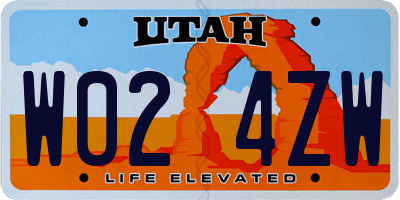 UT license plate W024ZW