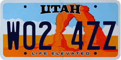UT license plate W024ZZ