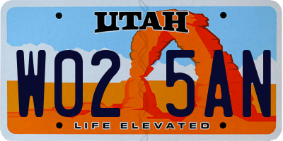 UT license plate W025AN