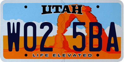 UT license plate W025BA
