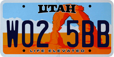 UT license plate W025BB
