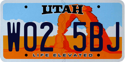UT license plate W025BJ