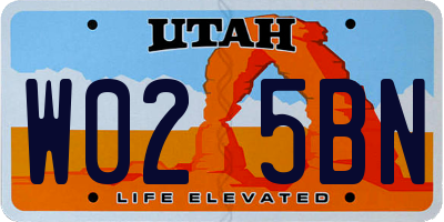 UT license plate W025BN