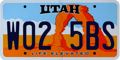 UT license plate W025BS