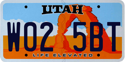 UT license plate W025BT
