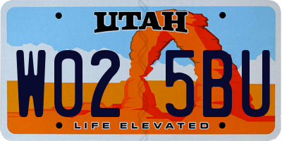 UT license plate W025BU