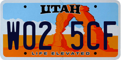 UT license plate W025CF