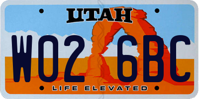 UT license plate W026BC