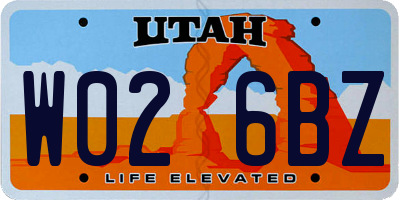 UT license plate W026BZ