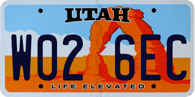 UT license plate W026EC