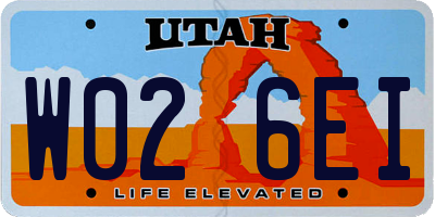 UT license plate W026EI