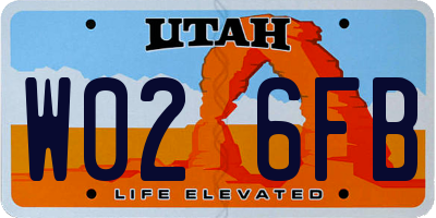 UT license plate W026FB
