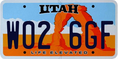 UT license plate W026GF