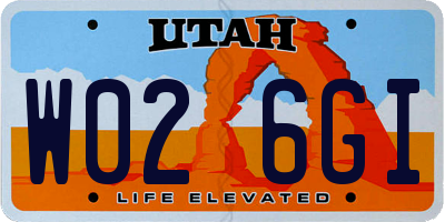UT license plate W026GI