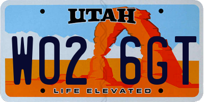 UT license plate W026GT