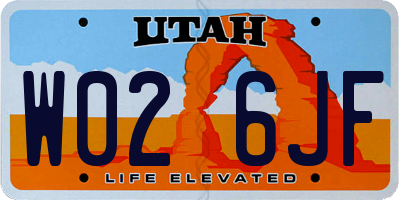 UT license plate W026JF