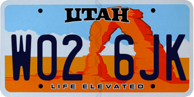 UT license plate W026JK