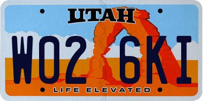 UT license plate W026KI