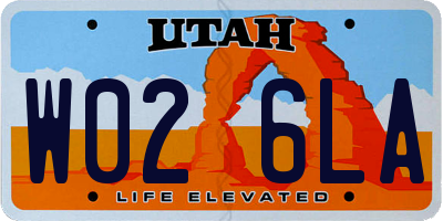 UT license plate W026LA