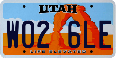 UT license plate W026LE