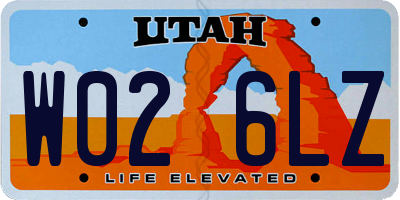 UT license plate W026LZ