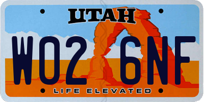 UT license plate W026NF