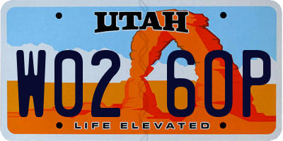 UT license plate W026OP