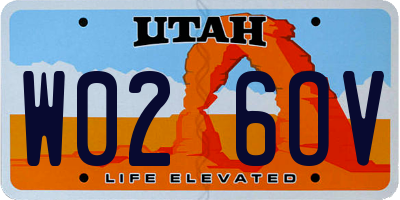 UT license plate W026OV